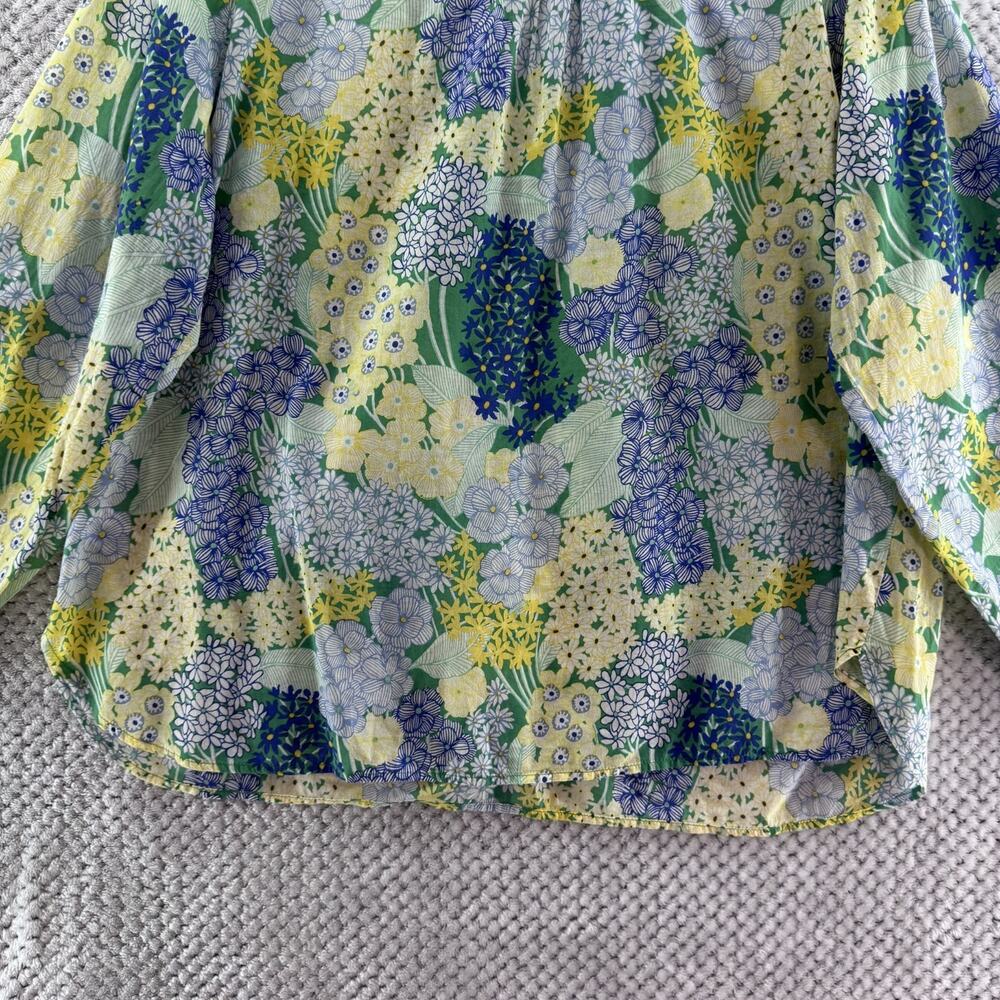 Talbots Top Womens Plus 3X Blue Spring Floral Popover Round Neck Long Sleeve - Picture 8 of 12